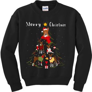 Christmas Tree Basenji Lover Xmas Dog Owner Kids Sweatshirt