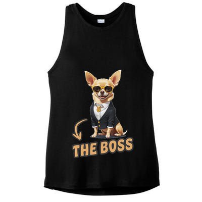 Chihuahua The Boss Funny Chihuahua Owner Chihuahua Dog Lover Ladies PosiCharge Tri-Blend Wicking Tank