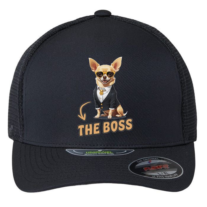 Chihuahua The Boss Funny Chihuahua Owner Chihuahua Dog Lover Flexfit Unipanel Trucker Cap