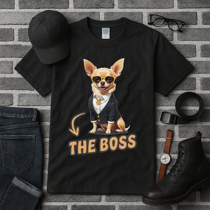 Chihuahua The Boss Funny Chihuahua Owner Chihuahua Dog Lover Tall T-Shirt