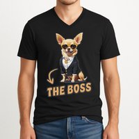 Chihuahua The Boss Funny Chihuahua Owner Chihuahua Dog Lover V-Neck T-Shirt
