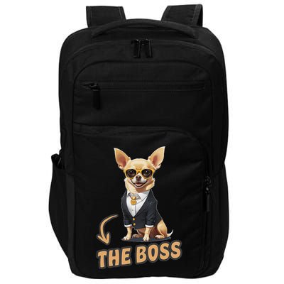 Chihuahua The Boss Funny Chihuahua Owner Chihuahua Dog Lover Impact Tech Backpack