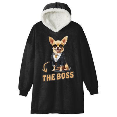 Chihuahua The Boss Funny Chihuahua Owner Chihuahua Dog Lover Hooded Wearable Blanket