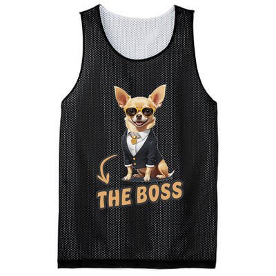Chihuahua The Boss Funny Chihuahua Owner Chihuahua Dog Lover Mesh Reversible Basketball Jersey Tank