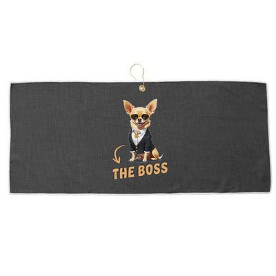 Chihuahua The Boss Funny Chihuahua Owner Chihuahua Dog Lover Large Microfiber Waffle Golf Towel
