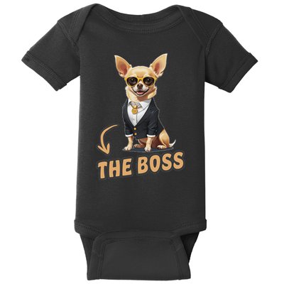 Chihuahua The Boss Funny Chihuahua Owner Chihuahua Dog Lover Baby Bodysuit