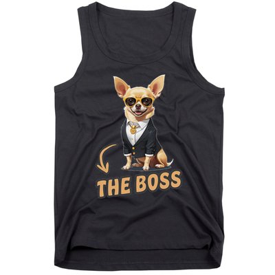 Chihuahua The Boss Funny Chihuahua Owner Chihuahua Dog Lover Tank Top