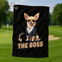 Chihuahua The Boss Funny Chihuahua Owner Chihuahua Dog Lover Golf Towel