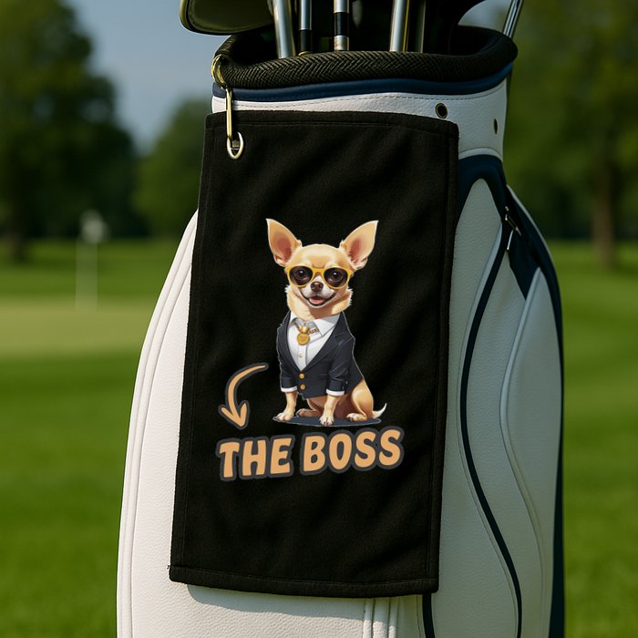 Chihuahua The Boss Funny Chihuahua Owner Chihuahua Dog Lover Golf Towel
