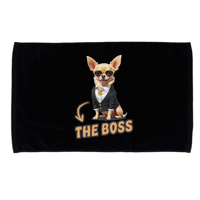 Chihuahua The Boss Funny Chihuahua Owner Chihuahua Dog Lover Microfiber Hand Towel