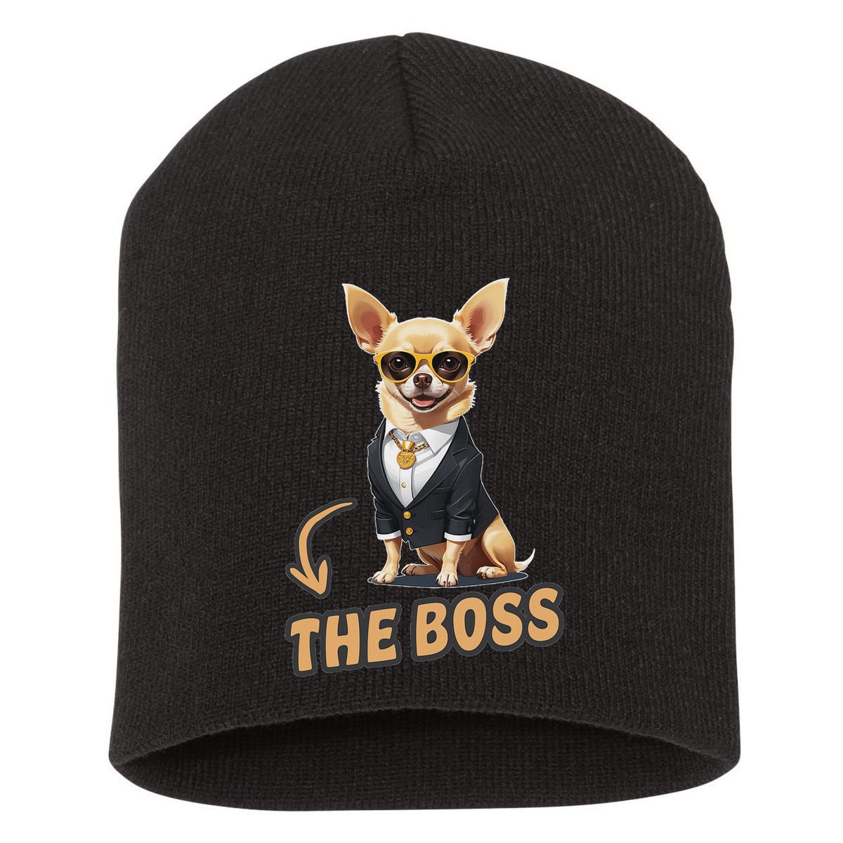 Chihuahua The Boss Funny Chihuahua Owner Chihuahua Dog Lover Short Acrylic Beanie