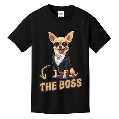 Chihuahua The Boss Funny Chihuahua Owner Chihuahua Dog Lover Kids T-Shirt