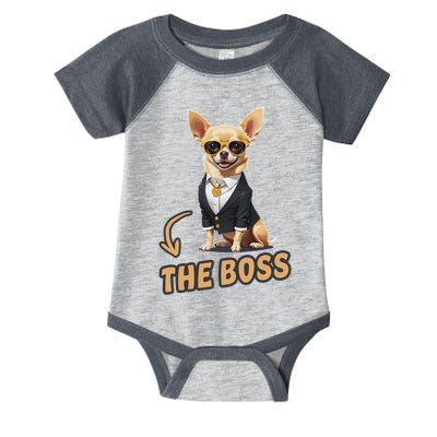 Chihuahua The Boss Funny Chihuahua Owner Chihuahua Dog Lover Infant Baby Jersey Bodysuit