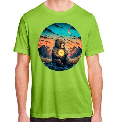 Cute Teddy Bear Sunset Mountains Vintage Adult ChromaSoft Performance T-Shirt