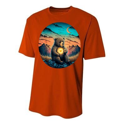 Cute Teddy Bear Sunset Mountains Vintage Performance Sprint T-Shirt