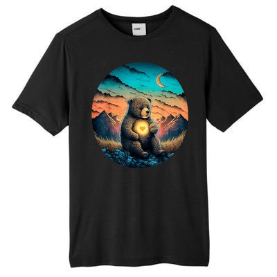 Cute Teddy Bear Sunset Mountains Vintage Tall Fusion ChromaSoft Performance T-Shirt