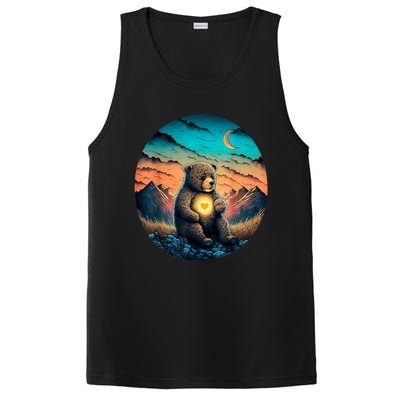 Cute Teddy Bear Sunset Mountains Vintage PosiCharge Competitor Tank