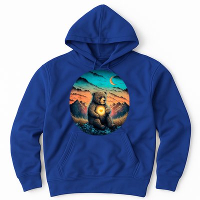 Cute Teddy Bear Sunset Mountains Vintage Hoodie