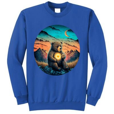 Cute Teddy Bear Sunset Mountains Vintage Sweatshirt