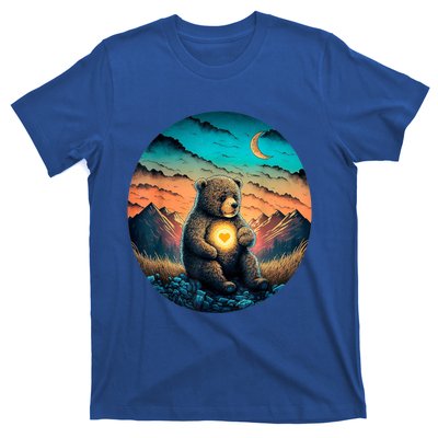 Cute Teddy Bear Sunset Mountains Vintage T-Shirt