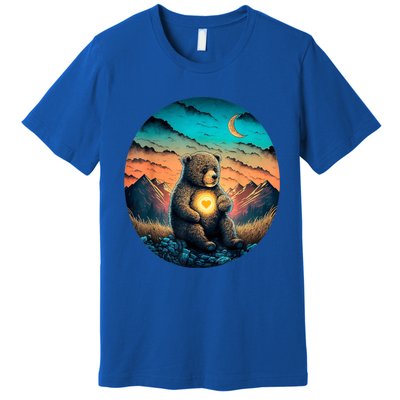 Cute Teddy Bear Sunset Mountains Vintage Premium T-Shirt