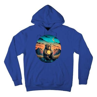 Cute Teddy Bear Sunset Mountains Vintage Tall Hoodie