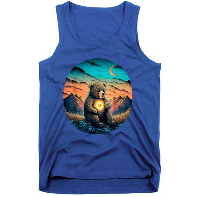 Cute Teddy Bear Sunset Mountains Vintage Tank Top