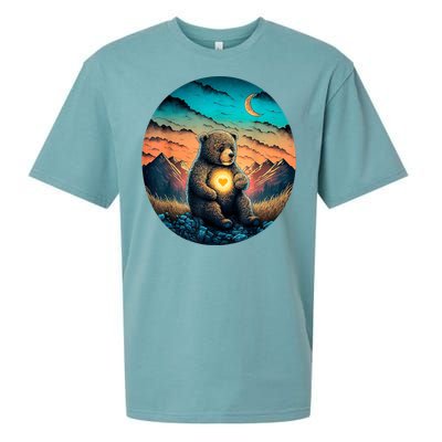 Cute Teddy Bear Sunset Mountains Vintage Sueded Cloud Jersey T-Shirt