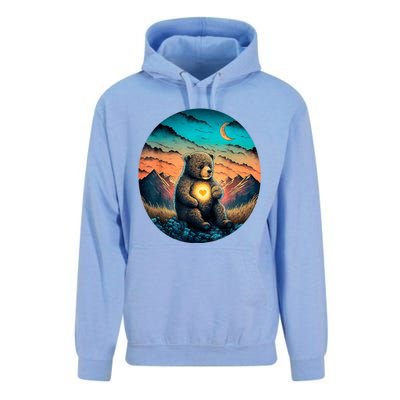 Cute Teddy Bear Sunset Mountains Vintage Unisex Surf Hoodie