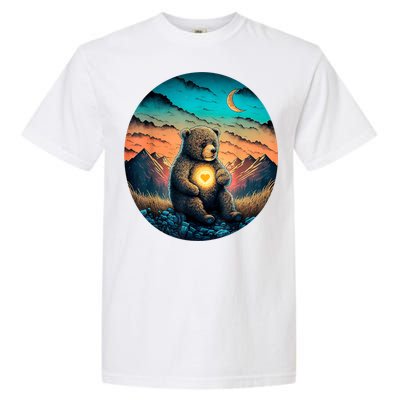 Cute Teddy Bear Sunset Mountains Vintage Garment-Dyed Heavyweight T-Shirt