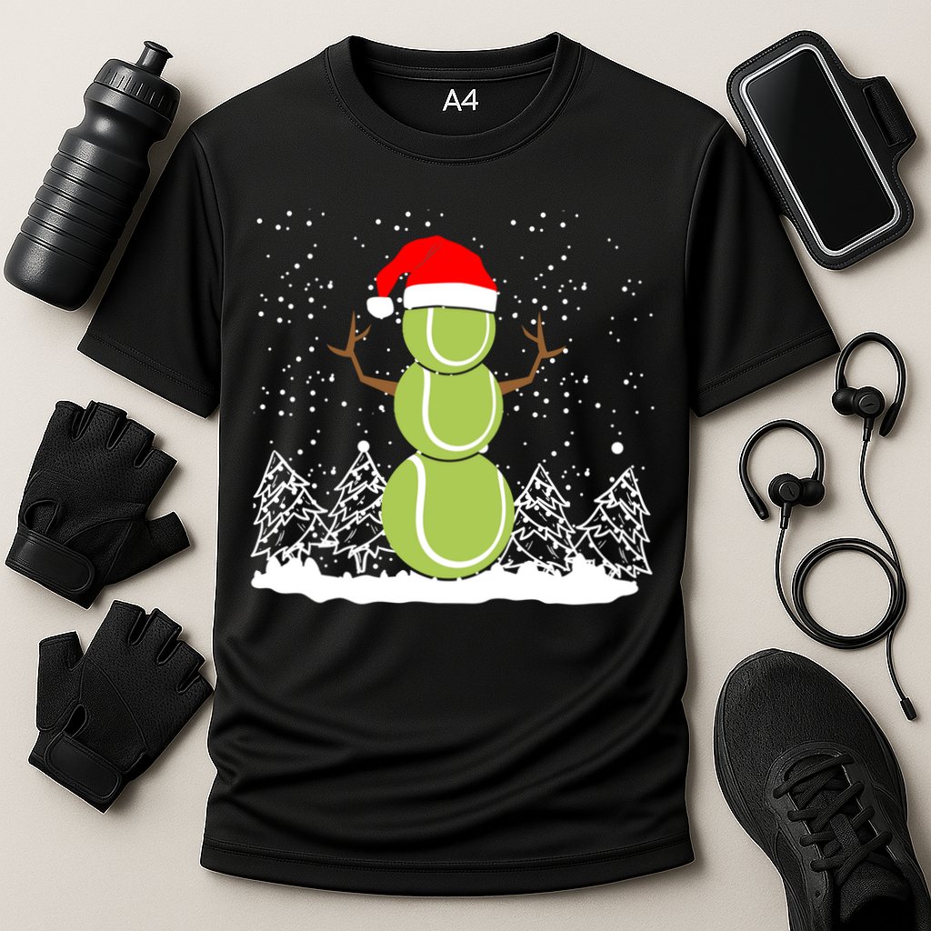 Christmas Tennis Balls Snow Xmas Sports Player Fanatic Cute Gift Cooling Performance Crew T-Shirt