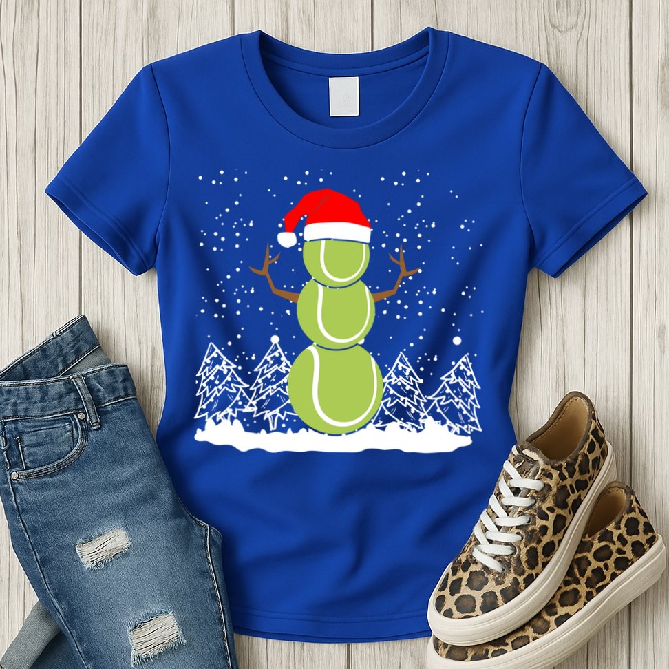 Christmas Tennis Balls Snow Xmas Sports Player Fanatic Cute Gift Womens T-Shirt