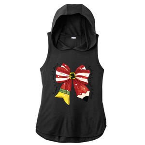 Christmas Teacher Bow Ladies PosiCharge Tri-Blend Wicking Draft Hoodie Tank