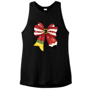 Christmas Teacher Bow Ladies PosiCharge Tri-Blend Wicking Tank