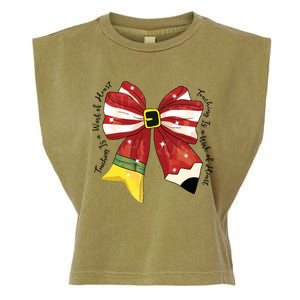 Christmas Teacher Bow Garment-Dyed Women's Muscle Tee