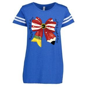 Christmas Teacher Bow Enza Ladies Jersey Football T-Shirt