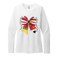 Christmas Teacher Bow Womens CVC Long Sleeve Shirt