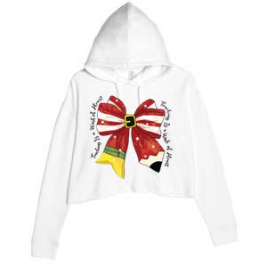 Christmas Teacher Bow Crop Fleece Hoodie