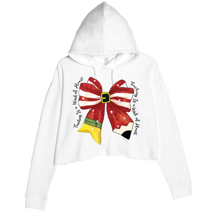 Christmas Teacher Bow Crop Fleece Hoodie