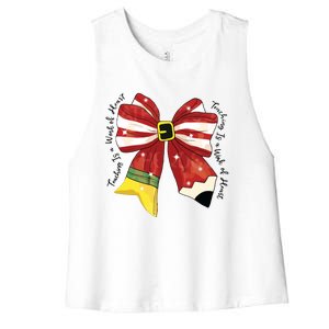 Christmas Teacher Bow Women's Racerback Cropped Tank