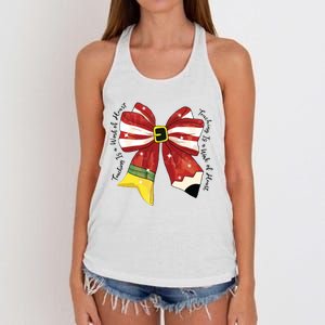 Christmas Teacher Bow Women's Knotted Racerback Tank