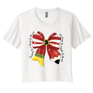 Christmas Teacher Bow Women's Crop Top Tee