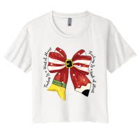 Christmas Teacher Bow Women's Crop Top Tee