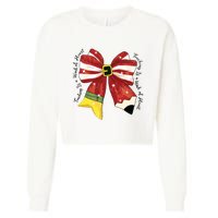 Christmas Teacher Bow Cropped Pullover Crew