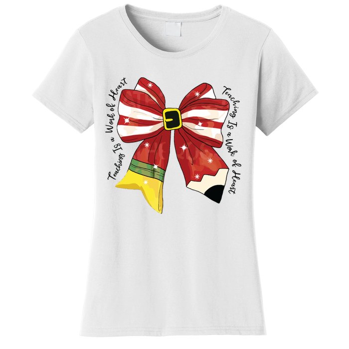 Christmas Teacher Bow Women's T-Shirt