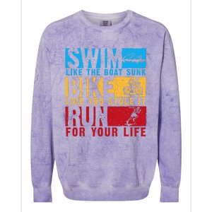 Cool Triathlon Boat Swim Bike Run Triathlete Colorblast Crewneck Sweatshirt