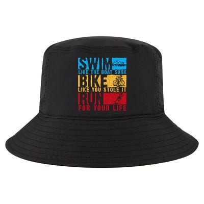 Cool Triathlon Boat Swim Bike Run Triathlete Cool Comfort Performance Bucket Hat