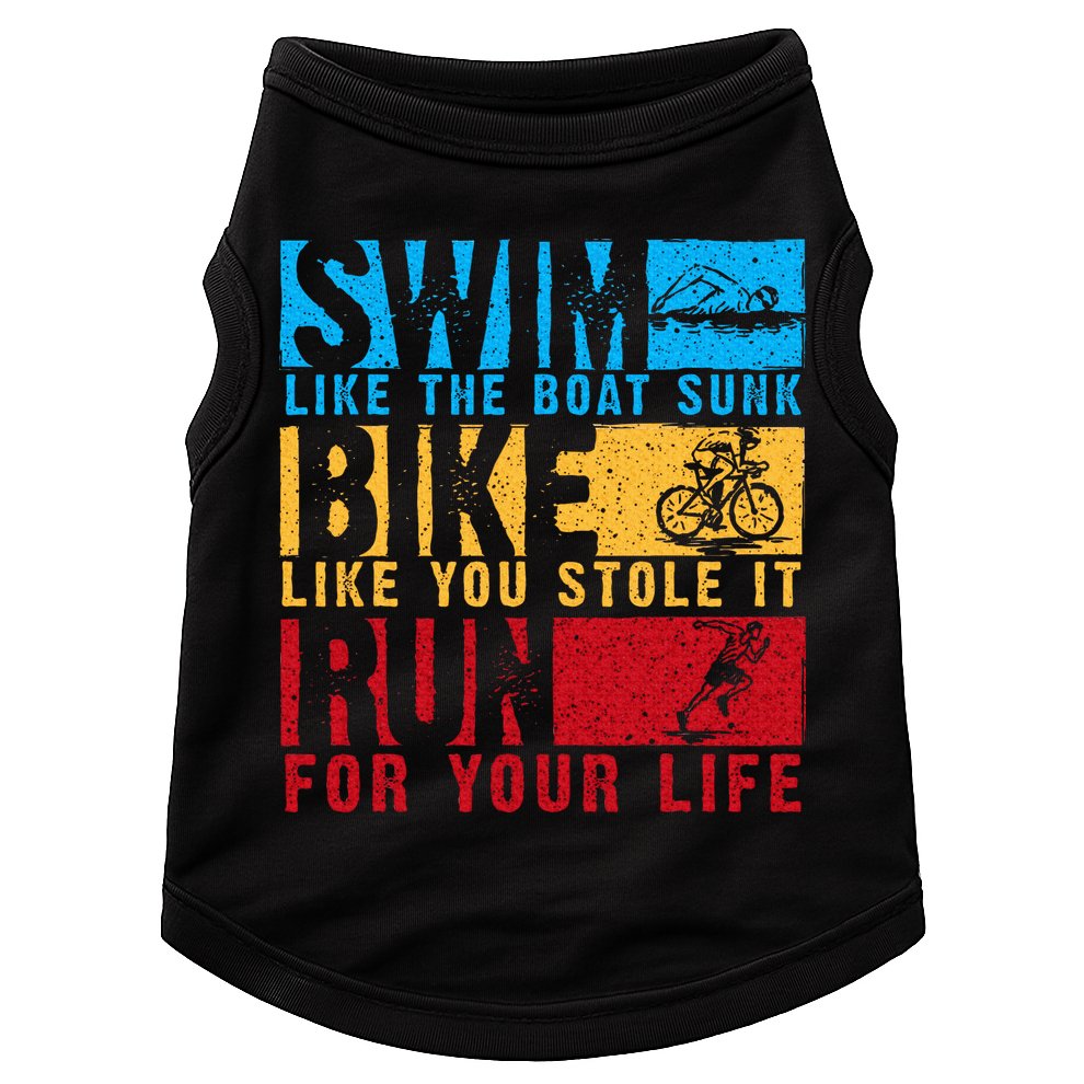 Cool Triathlon Boat Swim Bike Run Triathlete Doggie Tank