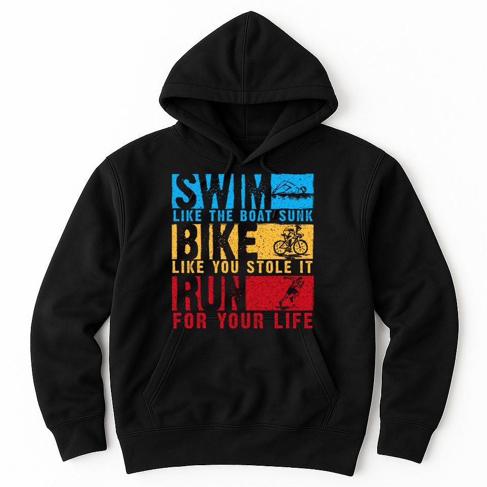 Cool Triathlon Boat Swim Bike Run Triathlete Hoodie