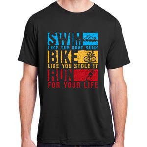 Cool Triathlon Boat Swim Bike Run Triathlete Adult ChromaSoft Performance T-Shirt